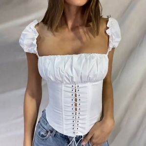 HD White Feminine Fitted Corset Top